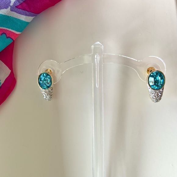 Ocean blue crystal earrings - Picture 2 of 6